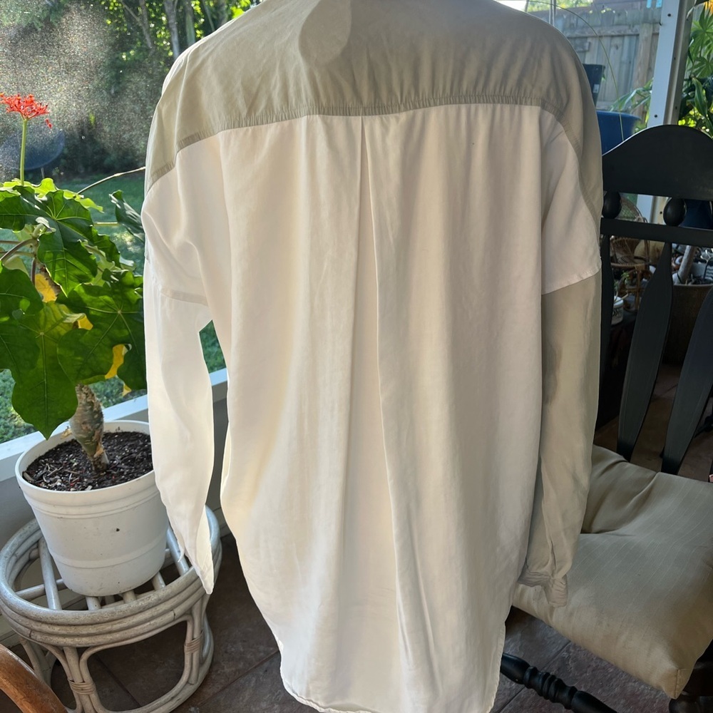 Bohme Dual-Tone Button Down Shirt - Green and White - Picture 3 of 8